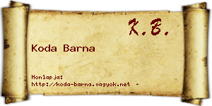 Koda Barna névjegykártya