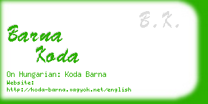 barna koda business card